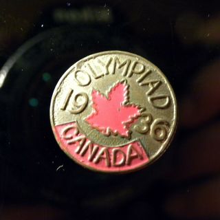 Vintage 1936 Olympiad Pin Canada Maple Leaf Berlin Olympics Rare Atheletes Badge