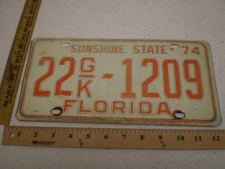 1974 74 Florida Fl License Plate Yom Truck 22gk - 1209