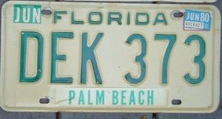 Florida Vintage 1980 Palm Beach License Plate Dek 373