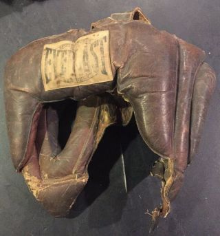 Antique Vintage Everlast Boxing Head Gear Set Protective Padding