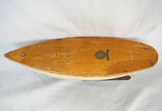 EARLY VINTAGE STAR WOODEN MODEL SAILING BOAT POND YACHT with METAL BADGE 3