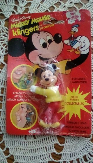 Nip Vintage Collectible Walt Disney Mickey Mouse Klingers By Durham Clip - On Toy