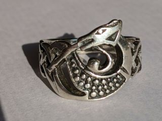Vintage Sterling Silver Dragon Ring 3.  7g Size 4.  75