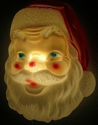 Vintage Christmas Empire Plastic Blow Mold Santa Claus Face 17 " Lights Up