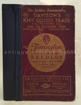 1940 Antique Directory Knitting Trade 748pg Textile Map Ads Machine Buyers Guide