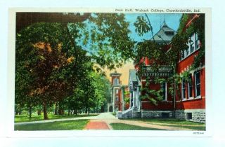 Crawfordsville Indiana Wabash College Peck Hall Vintage Postcard