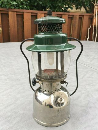 Vintage Coleman Lantern 242b Nickel Base Green Top