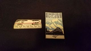 2 Amtrak Railroad Magnets - Empire Builder & Safety - Right Time,  Right Place,  Rig