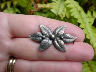 Vintage John L - John Lauritzen Denmark - Sterling Leaf Flower Pin - Brooch