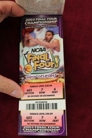 2003 NCAA Final Four Ticket Booklet SimiFinal and Final Full Ticket GM April 7 2