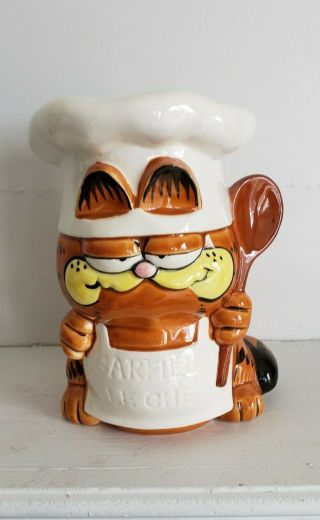 Vintage Garfield Le Chef Utensil Holder Kitchen Cat Decor 1978 1981