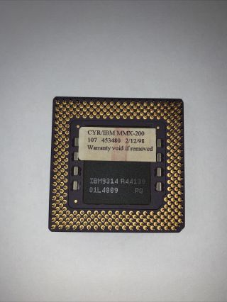 Ibm Cyrix 6x86 L Pr200,  Cpu - Gold Top Ibm26x86l - 150mhz - 2.  8v Core Vintage Chip