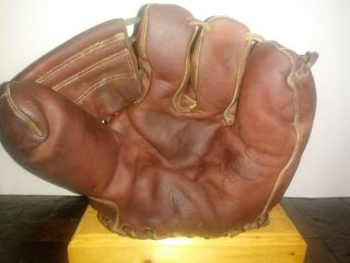Vintage Spalding Three Finger Button Back Baseball Glove Model 1245