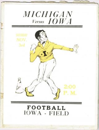 Rare 1923 Iowa Hawkeyes Vs Michigan Wolverines Football Program - Missing Cover