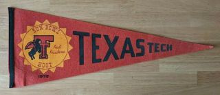 1972 Sun Bowl Host Pennant - Texas Tech Red Raiders Football 30 " X 12 "