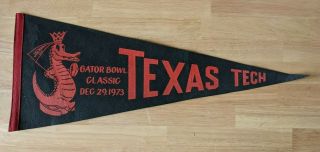 1973 Gator Bowl Pennant - Texas Tech Red Raiders Football 30 " X 12 "