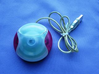 Vintage Round Shape Usb Mouse,  Single Button,  M4848,  For Apple Or Windows,  Red