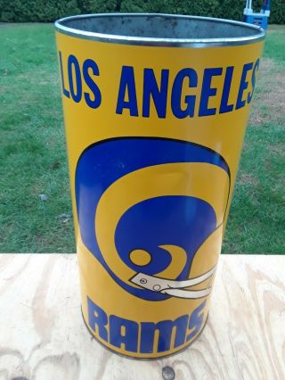 Vintage Los Angeles Rams Metal Trash Garbage Can Nfl Football 19.  25 " Tall
