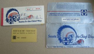 Old Vintage 1962 - Santa Fe Railway - Train Ticket Envelope - With Tickets