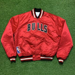 Chicago Bulls Vintage Starter Nba Basketball Satin Bomber Jacket Xl Og Jordan
