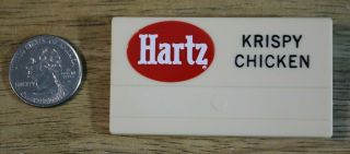 Hartz Krispy Chicken Vintage Texas Fast Food Employee Name Tag Badge Pinback