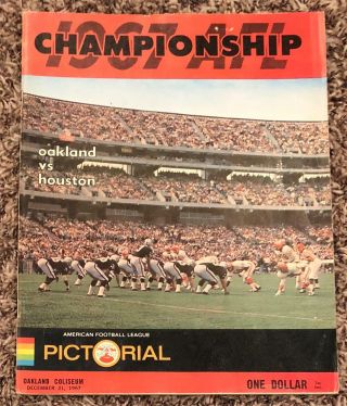 1967 Afl Championship Game Program Oakland Raiders Houston Oilers Rare One