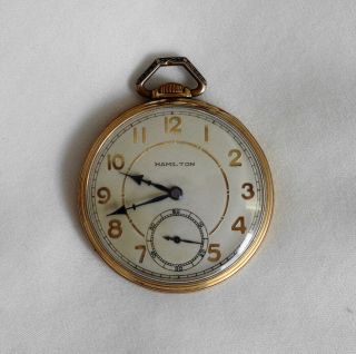 Antique Hamilton 14k Gf Open Face Pocket Watch 10s 17j Gr: 917 Needs Service