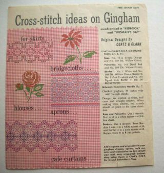 Vintage Cross Stitch Ideas On Gingham Embroidery Hem Stitching Leaflet E - 771 A1