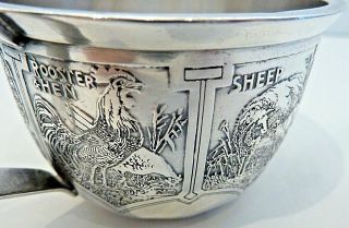 WM.  KERR & CO.  STERLING CHILD ' S CUP W/ PANELS OF FARM ANIMALS AROUND BODY 3