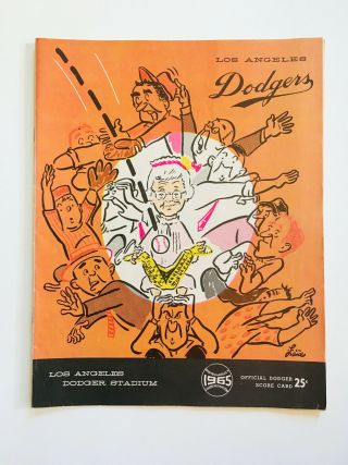 Rare Vintage 1965 La Dodgers Baseball Official Program Score Card 3