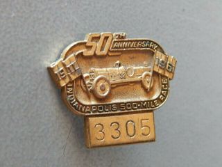 1961 50th Anniversary Indianapolis 500 Race Bronze Pit Pass Press Pin 3305 Rare