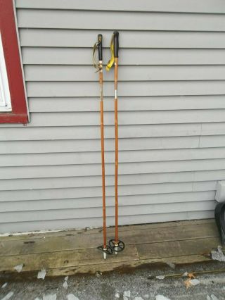 Vintage Bamboo Cross Country Ski Poles 142 Cm / 56 Inches