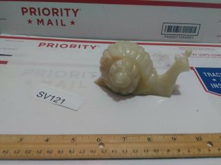 Sv121 Stone Carving Snails Figurine Agate Vintage Crystal Health Decor White