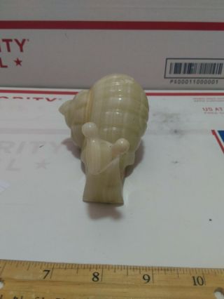 SV121 Stone Carving Snails Figurine Agate vintage Crystal Health Decor white 2