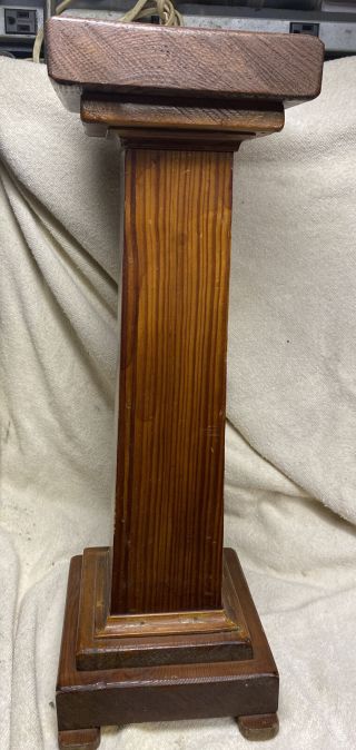Vintage Wood Pedestal Plant Stand Table 21 " High