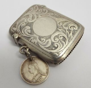 Lovely Decorative English Antique 1912 Sterling Silver Vesta Match Case