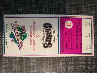 1989 Game 3 World Series Ticket Stub