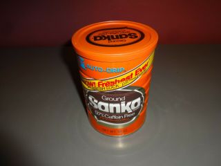 Vintage Auto Drip Sanka 100 Real Coffee Tin/can W/lid 16oz Empty Freshest Ever