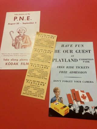 Playland Passes 1968 Vintage Vancouver P.  N.  E.  Kodak Film Ad Pass Exhibition E60