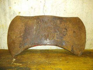 Vintage M.  W.  CO.  HAND MADE Bowtie Double Bit Axe Marshall Wells Antique USA 3