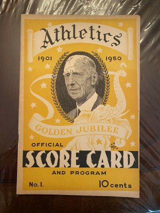 1950 Athletics Vs.  Washington Program/scorecard Unscored “ex” Hof Connie Mack