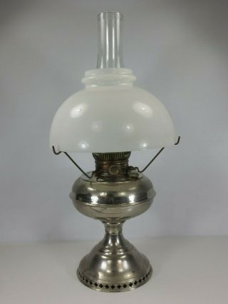 Antique Rayo Oil Lamp W/ Chimney And Shade 1898
