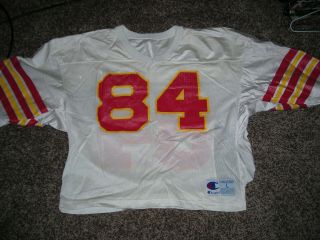 Vintage,  " Champion " Brand,  Game Worn Football Jersey,  White W/red/gold,  84,  Ove