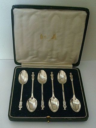 Vintage Boxed Set Of 6 Silver Apostle Spoons By Josiah Williams & Co Lon 1919