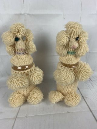 Vintage Crochet Poodle Bottle Covers Mcm Kitschy Finished