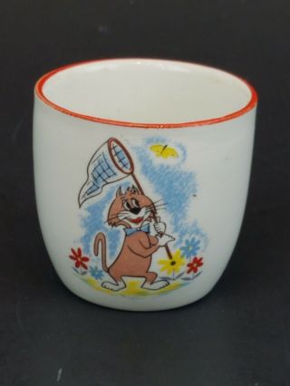 Vintage Huckleberry Hound Ridgway Pottery Egg Cup.  Mr.  Jinks And Bird