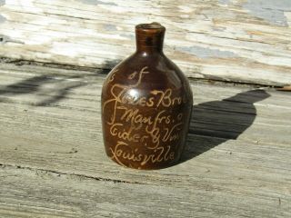 Antique Brown Glaze Scratch Stoneware Mini Jug From Louisville,  Kentucky