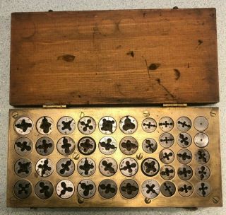 Vintage Die Set Custom Box Tap Threading Tool Metalworking 40 Piece Cnc