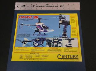 Vintage Century Helicopter Hawk 30 R/c Helicopter Brochure G - Cond