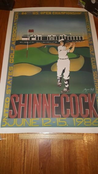 86 Us Open Shinnecock Hills Golf Club York 1986 Poster Signed By Byron Huff
